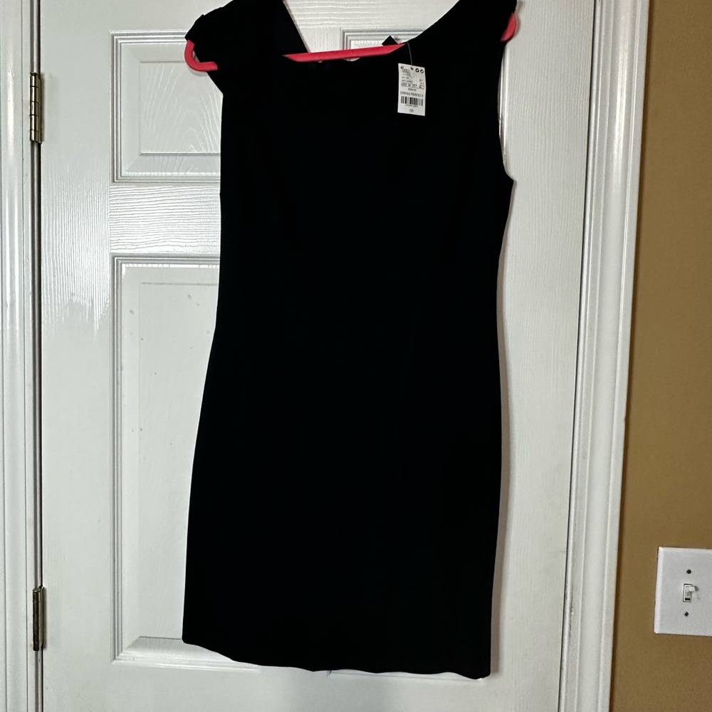 Navy Blue Sheath Mini Dress with Flutter Sleeves